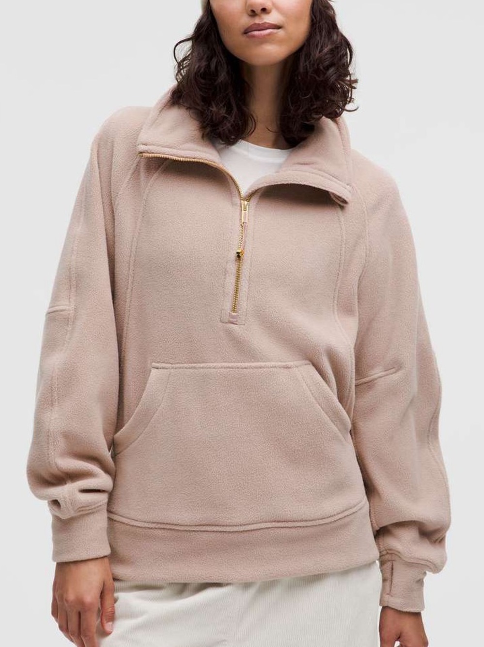 Lululemon Oversized Scuba Tumbled Fleece Funnel-Neck Half Zip Size XL / XXL Pink